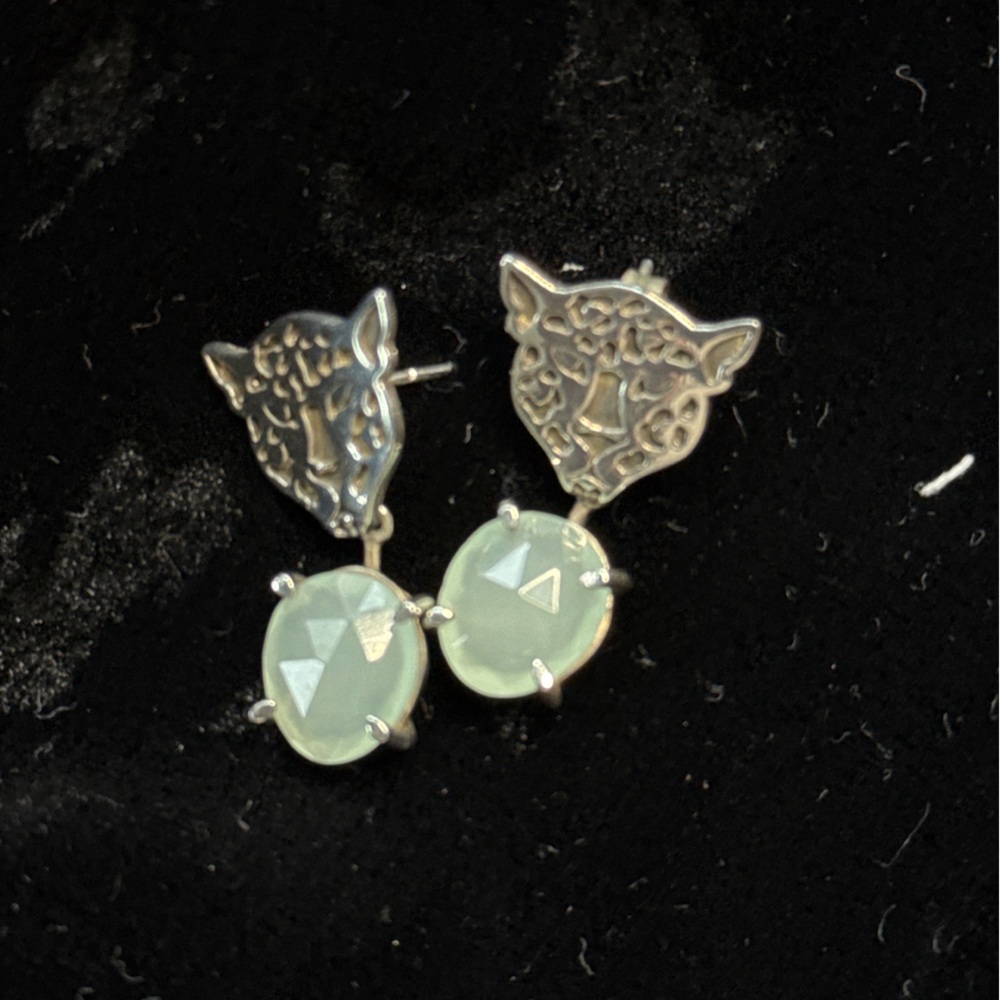 PRICE CUT Closet clear out!  Sterling Silver, tourmaline Panther Earrings